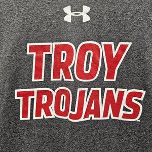 The Tech Tee T Shirt Troy Trojans Under Armor Gray Red Spell Out 2XL XXL
